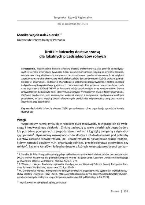 Pdf Kr Tkie A Cuchy Dostaw Szans Dla Lokalnych Przedsi Biorc W Rolnych