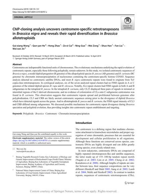 Chip Cloning Analysis Uncovers Centromere Specific Retrotransposons In