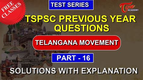 Tspsc Previous Year Questions With Answers Telangana Movement Part