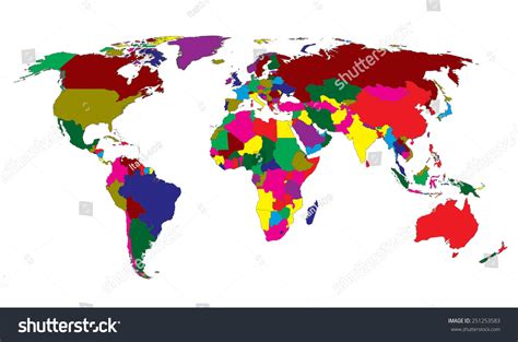 World Map With Colorful Countries Atlas Vector Royalty Free Stock