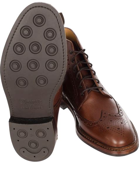 Loake Fairdford Brogue Boot Dark Brown Grain Calf Hos Careofcarl