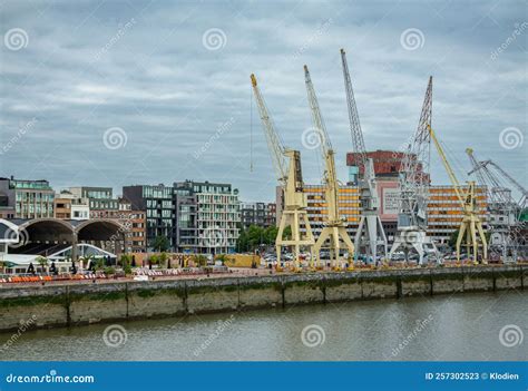 Collection of Historic Port Cranes, Antwerpen, Belgium Editorial Stock ...