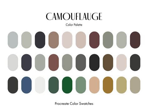 Camouflage Procreate Color Palette Graphic By Arborie · Creative Fabrica