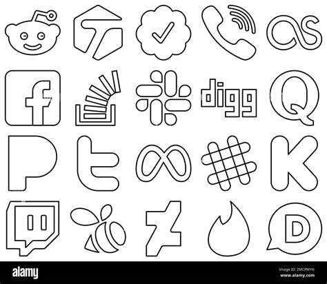 Modern Black Outline Social Media Icon Set Such As Question Digg