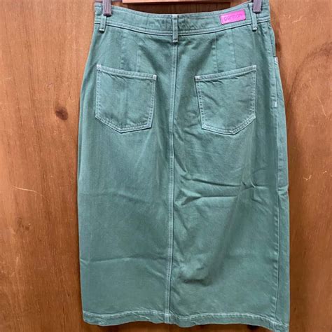 Gorman Moss Green Denim Midi Skirt Size 12s