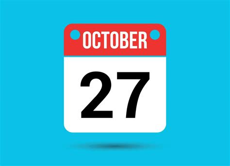 October 27 Calendar Date Flat Icon Day 27 Vector Illustration 34900227