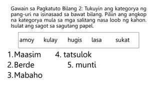 Pang Uri In Filipino Ibat Ibang Uri Ng Pang Uri Pptx