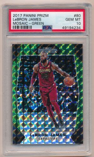 2017 18 Panini Prizm Mosaic Green Prizm LeBron James PSA 10 EBay