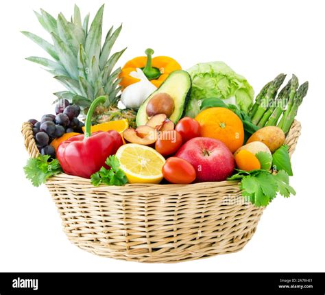 Fruits and vegetables in a basket Stock Photo - Alamy