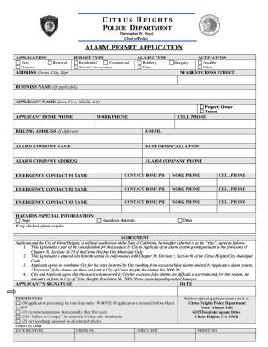 ALARM PERMIT APPLICATION Fill And Sign Printable Template Online