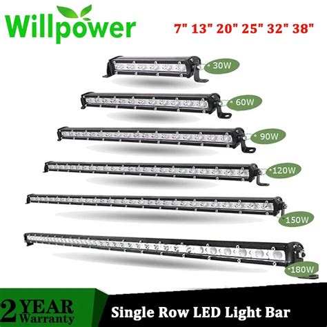 Willpower Super Slim LED Bar 20 25 38 Single Row 60W 90W 120W 150W