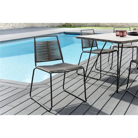 Lot de 2 Chaises de Jardin Empilables en Acier Corde Synthétique