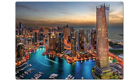 Quebra Cabe A Paisagens Noturnas Marina De Dubai Pe As