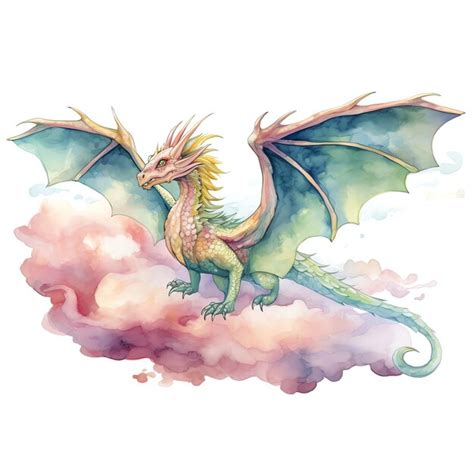 Wundersch Ne Drachen Aquarell Clipart Illustration Premium Foto