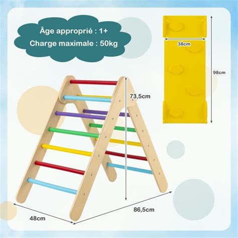 Costway En Triangle D Escalade Enfant En Bois Rampe Double Face