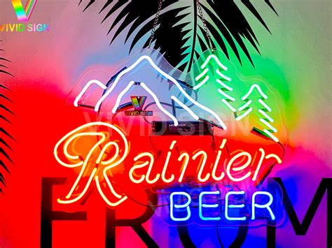 Queen Sense 20 Rainiers Beer Mountain Neon Sign Acrylic Man Cave