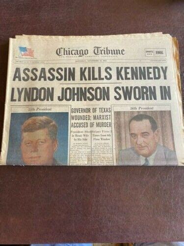 John F Kennedy Jfk Assassinated 1963 Original Chicago Tribune Newspaper 4584782860