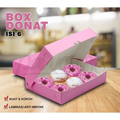 Jual Box Donat Kotak Donat Dus Donat Isi 6 PINK DP6 B 30pcs