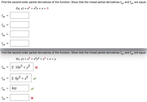 Solved Find The Second Order Partial Derivatives Of The Chegg