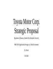 Final Strategic Planning Proposal Pptx Toyota Motor Corp Strategic