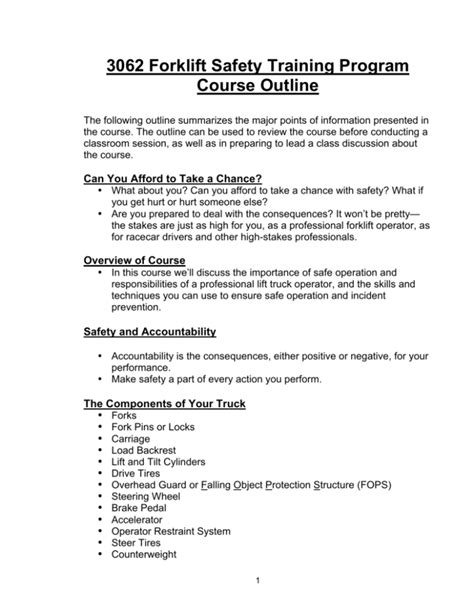 Forklift Training Program Template