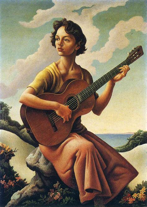 Jessie With Guitar By Thomas Hart Benton Thomas Hart Benton