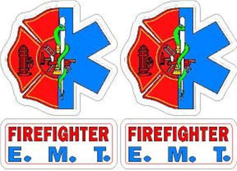 Emt Firefighter Helmet Pair 2 Reflective Decal Sticker Star Etsy