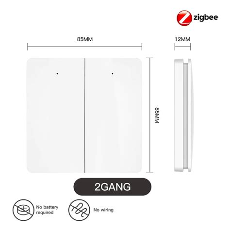 MOES Zigbee Tuya Battery Free Wireless Smart Switch 2 Buttons