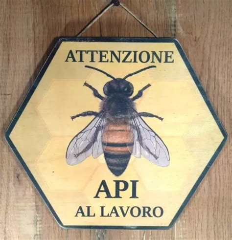 Cartello Tabella Attenti Api Al Lavoro Cm X Artigianale Legno