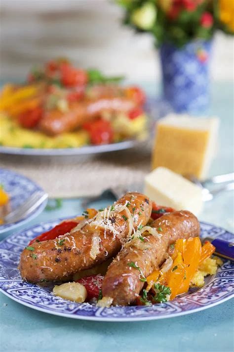 Crock Pot Sausage And Peppers With Parmesan Basil Polenta Recipe