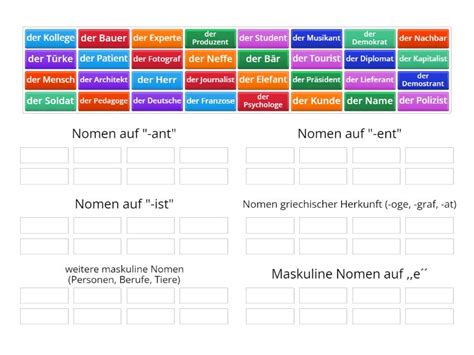 N Deklination Gruppen Group Sort