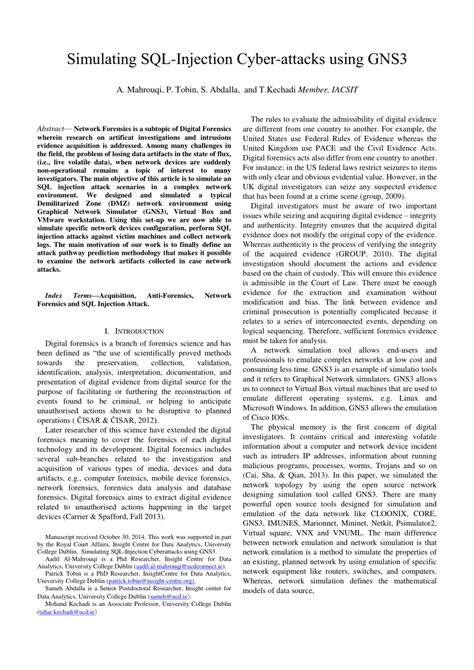 (PDF) Simulating SQL-Injection Cyber-attacks using GNS3