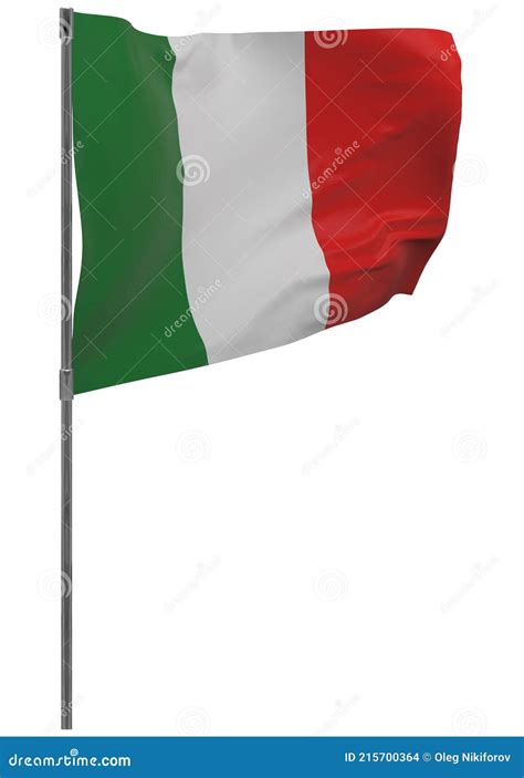 Italy Flag On Pole Isolated Stock Illustration Illustration Of