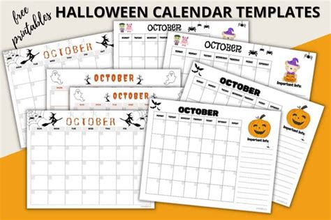 Halloween Calendar Template Free Month Of October Printable ⋆ Love Our