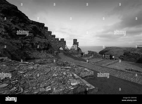 Ruins Of Tintagel Castle Tintagel Town Cornwall County England Uk
