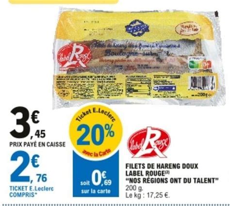 Promo Filets De Hareng Doux Label Rouge Chez E Leclerc