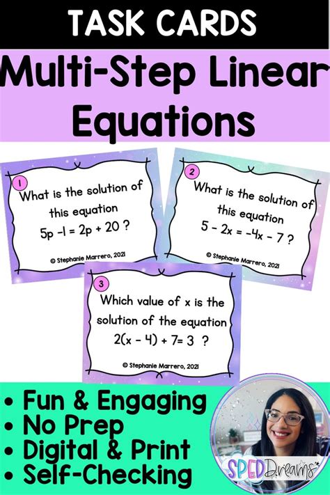 Two Task Cards For Multi Step Linears With The Text Fun And Engaging