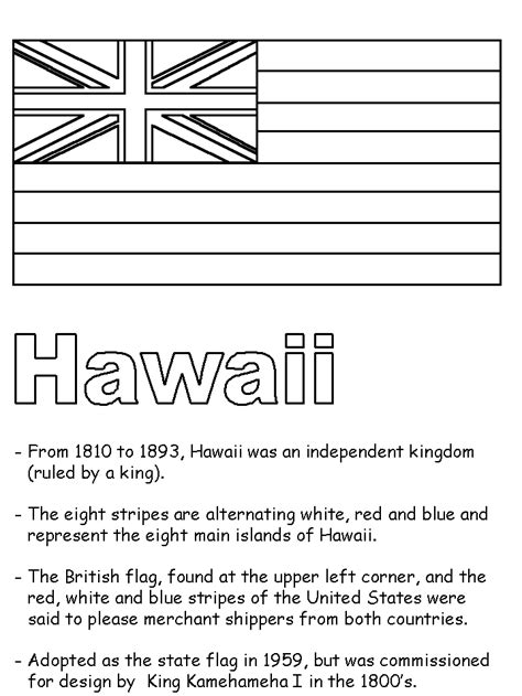 Hawaii Flag Coloring Sheet