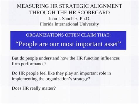 Ppt Measuring Hr Strategic Alignment Through The Hr Scorecard Juan I