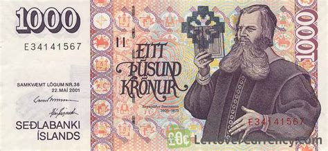 1000 Icelandic Kronur Banknote 2001 Exchange Yours For Cash Today