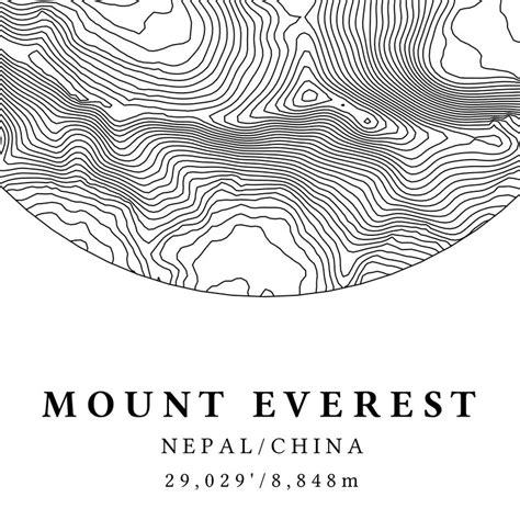 Mount Everest Printable Topographic Map Mount Everest Nepal - Etsy