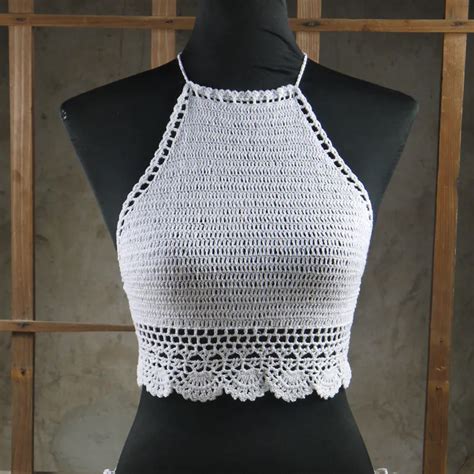 Rarefied Crocheted Crop Top Crochet Bikini Top Sexy Top Nipple Barely Visible Beach Spa Vacation