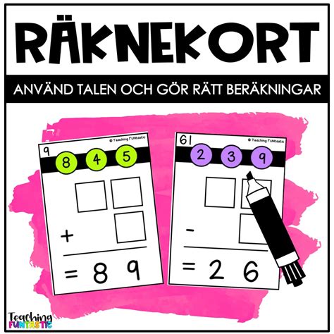 RÄKNEKORT ADDITION OCH SUBTRAKTION Teaching Funtastic