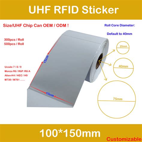 Printable Adhesive Passive 100 150mm 915MHz UHF RFID Tag Sticker For