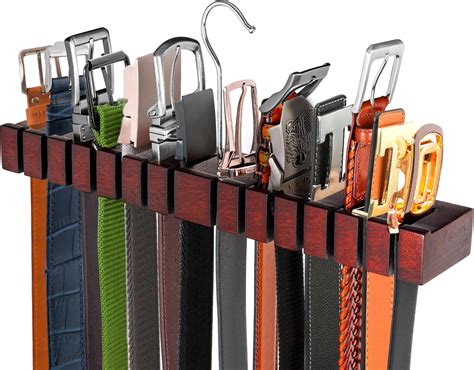 Amazon Belt Organizer For Closet Wooden 2 In 1 Belt Hanger Tie