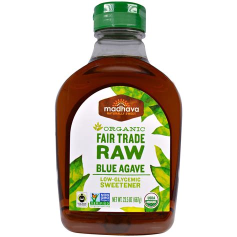 Madhava Natural Sweeteners, Organic Fair Trade Raw Blue Agave, 23.5 oz ...