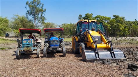 New JCB Eco Backhoe Over Load Soil Swaraj Tractor Stunt And Sonalika