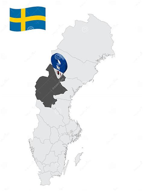 Location Jamtland County on Map Sweden. 3d Location Sign Similar To the Flag of Jamtland County ...