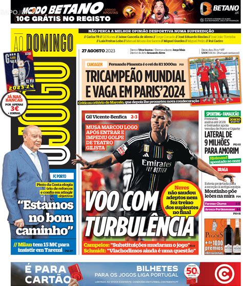 O Jogo 27 Ago 2023 Jornais E Revistas Sapopt Última Hora E