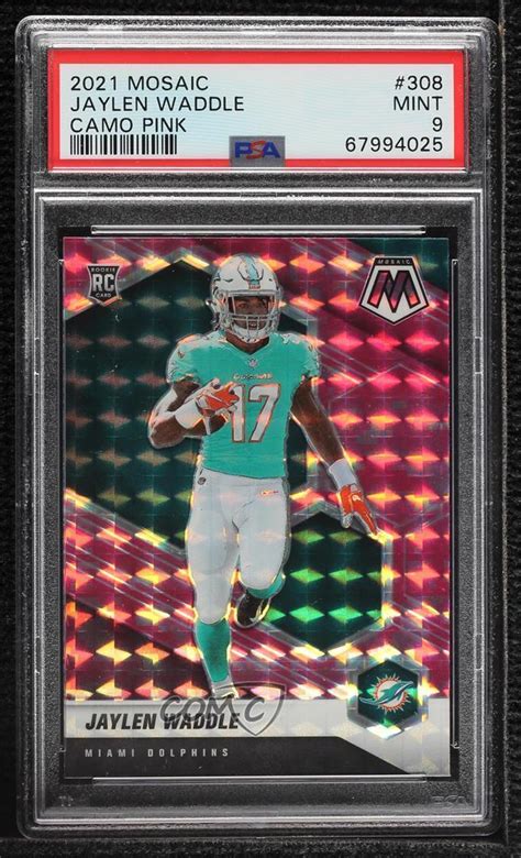 2021 Panini Mosaic Rookies Mosaic Camo Pink Prizm 308 Jaylen Waddle